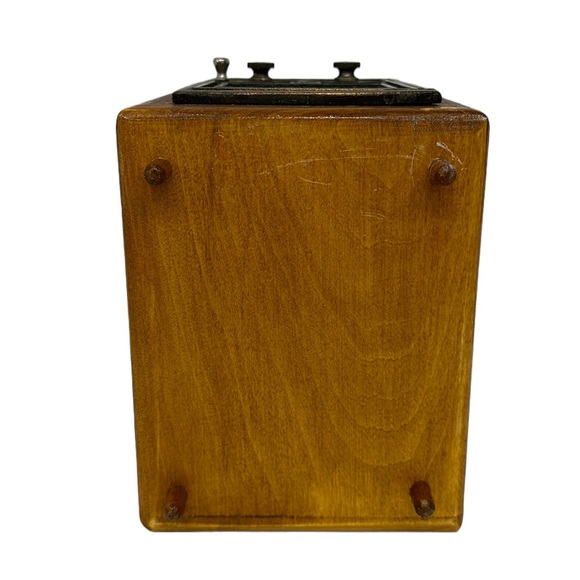Antique Post Office Double Eagle Dial Door Coin Bank Wooden Box 7" x 5" x 6.5" - Picture 10 of 13